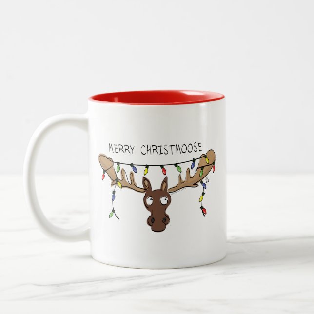Weihnachtsmädchen Niedliches Urlaubstier Zweifarbige Tasse (Links)
