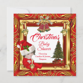Weihnachtsmädchen oder Babydusche Red Gold Einladung