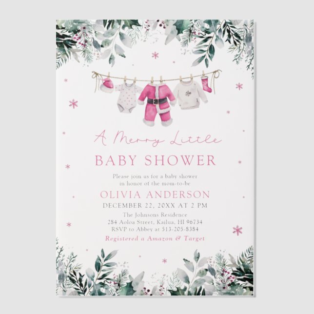 Weihnachtsmädchen Pink eine süße kleine Babydusche (Vorderseite)