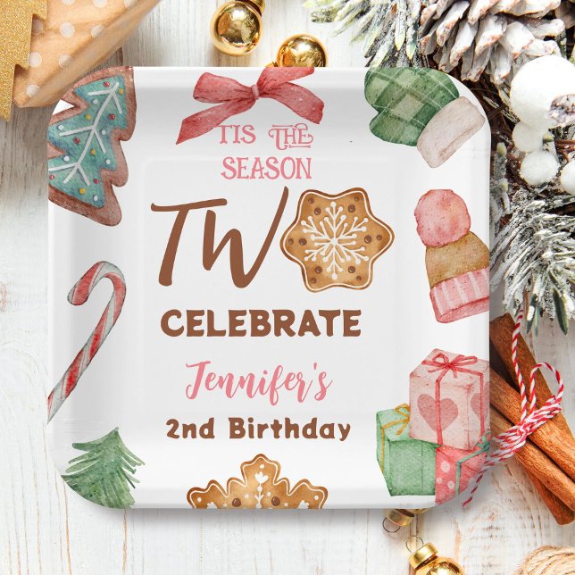 Weihnachtsmädchen Pink Winter Party Pappteller (Von Creator hochgeladen)