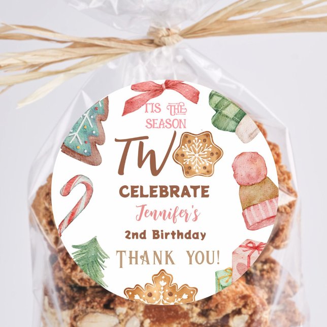 Weihnachtsmädchen Pink Winter Party Runder Aufkleber (Von Creator hochgeladen)