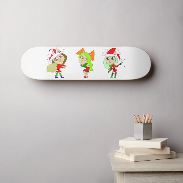 Weihnachtsmädchen Skateboard (Wandkunst (Horz))