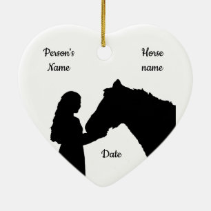 Weihnachtsmädchen und ihre Liebe Silhouette Keramik Ornament