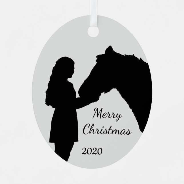 Weihnachtsmädchen und ihre Liebe Silhouette Ornament Aus Metall (Vorderseite)