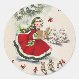 Weihnachtsmädchen Weihnachtsaufkleber Runder Aufkleber