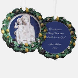 Weihnachtsmadonna und Kind Della Robbia Girlande Ornament Karte