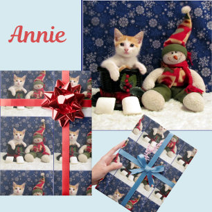 Weihnachtsmagie - Annie und der Schneemann - Katze Geschenkpapier