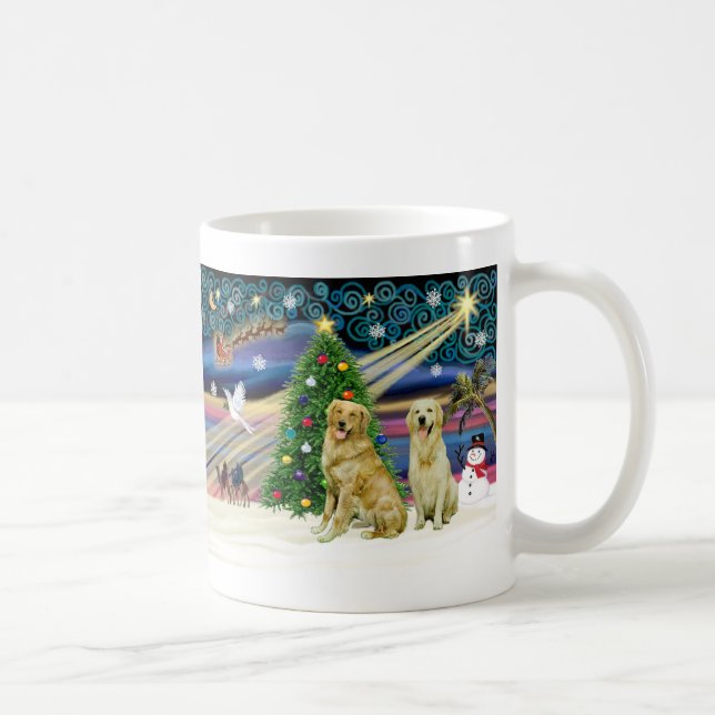 Weihnachtsmagie Golden Retrievers (zwei) Kaffeetasse (Rechts)