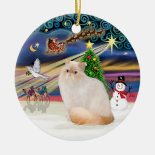 Weihnachtsmagie - Himalaya-Katze (Flammpunkt) Keramik Ornament