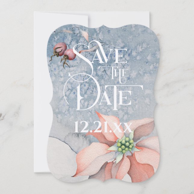 Weihnachtsmagie/Poinsettia Hochzeit - Save the Dat Date (Vorderseite)