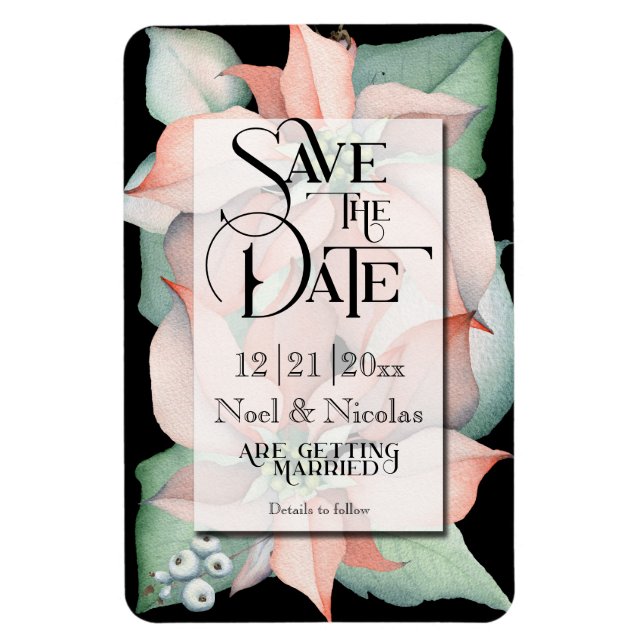Weihnachtsmagie/Poinsettia Save the Date Hochzeit Magnet (Vertikal)