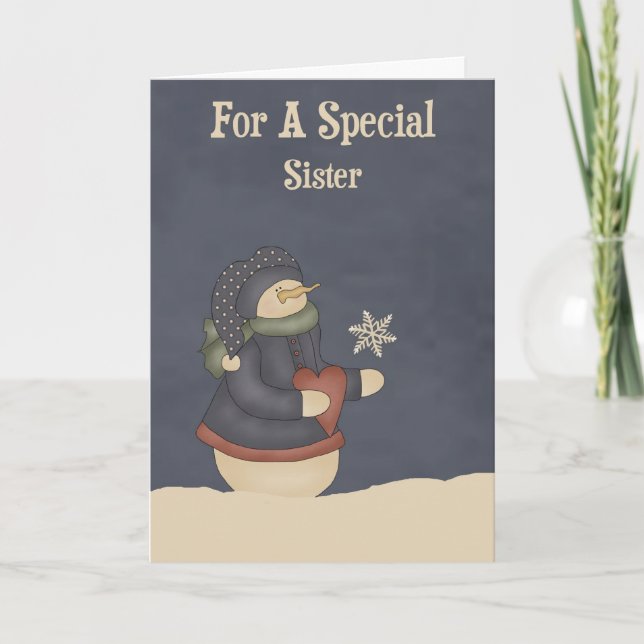 Weihnachtsmagie Snowflake Schwester Feiertagskarte (Vorderseite)