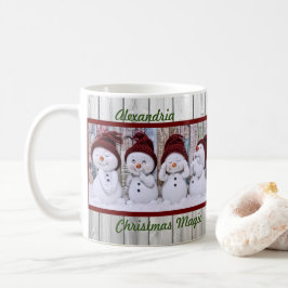 Weihnachtsmagie Vier Niedliche Schneemänner Happy Kaffeetasse