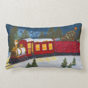 Weihnachtsmagie Vintages Rotdampfbahnkissen Lendenkissen