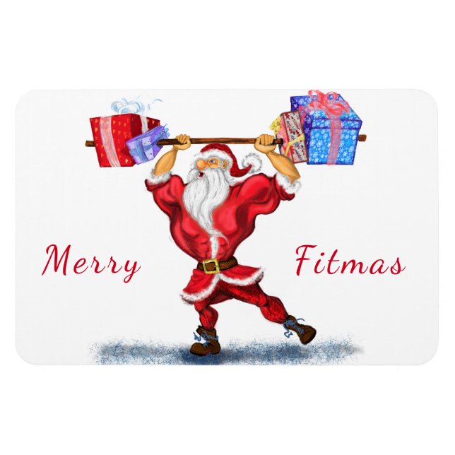 Weihnachtsmagnet Geschenk Bodybuilder Santa Fun Magnet (Horizontal)