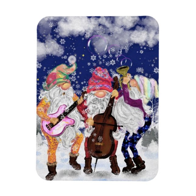 Weihnachtsmagnet mit Gnomes Music Band Magnet (Vertikal)