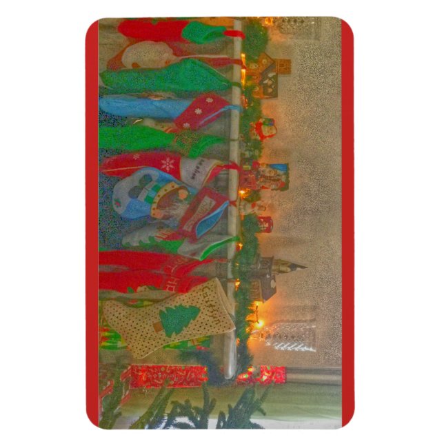 Weihnachtsmagnet - Strümpfe am Kamin hängen Magnet (Vertikal)