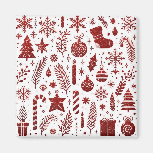 Weihnachtsmagnet Weiß Rot Magnet (Vorne)