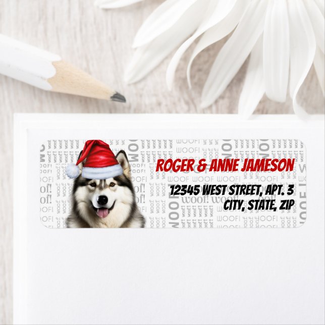 Weihnachtsmalamute Santa Dog Rücksendeadresse (Insitu)