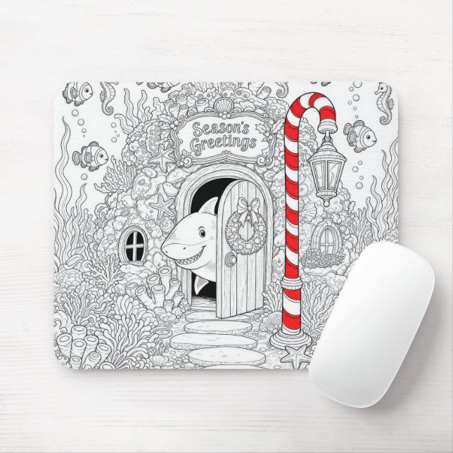 Weihnachtsmalbuch mit Hai Mousepad (Mit Mouse)