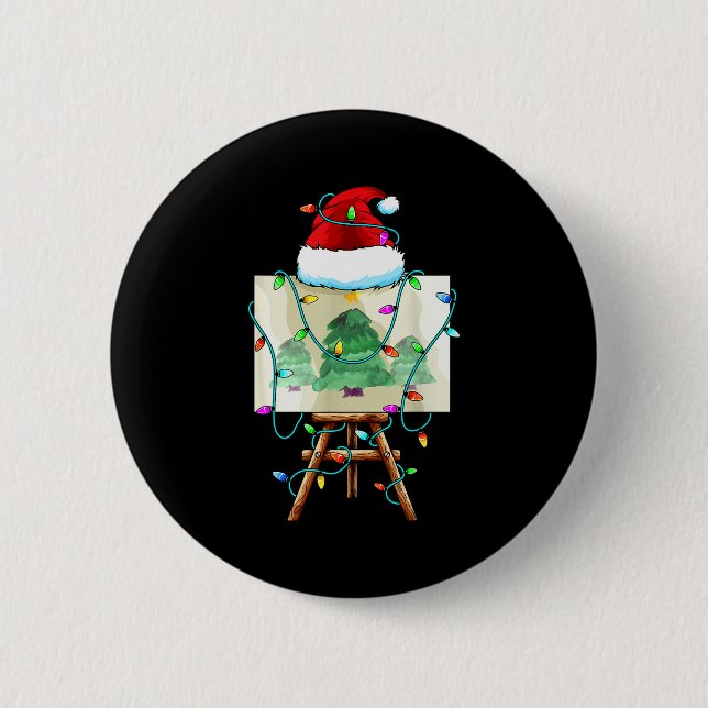 Weihnachtsmaler-Design _ Santa Xmas-Maler Künstler Button (Vorderseite)