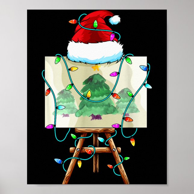 Weihnachtsmaler Design _ Santa Xmas Maler Künstler Poster (Vorne)