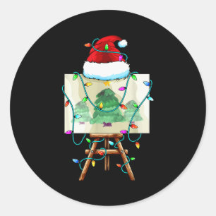 Weihnachtsmaler-Design _ Santa Xmas-Maler Künstler Runder Aufkleber