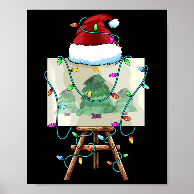 Weihnachtsmaler Design Weihnachtsmaler Künstler Poster (Vorne)