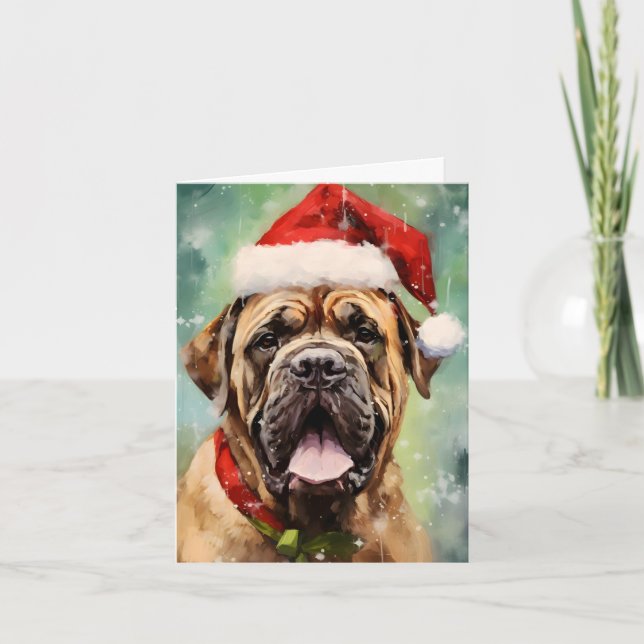 Weihnachtsmalerei von Mastiff Karte (Vorderseite)