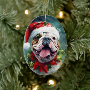 Weihnachtsmalereien von Bulldog Keramik Ornament
