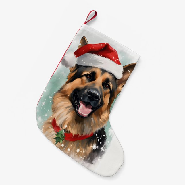 Weihnachtsmalereikunst des Deutschen Hirten Kleiner Weihnachtsstrumpf (Vorderansicht (hängend))