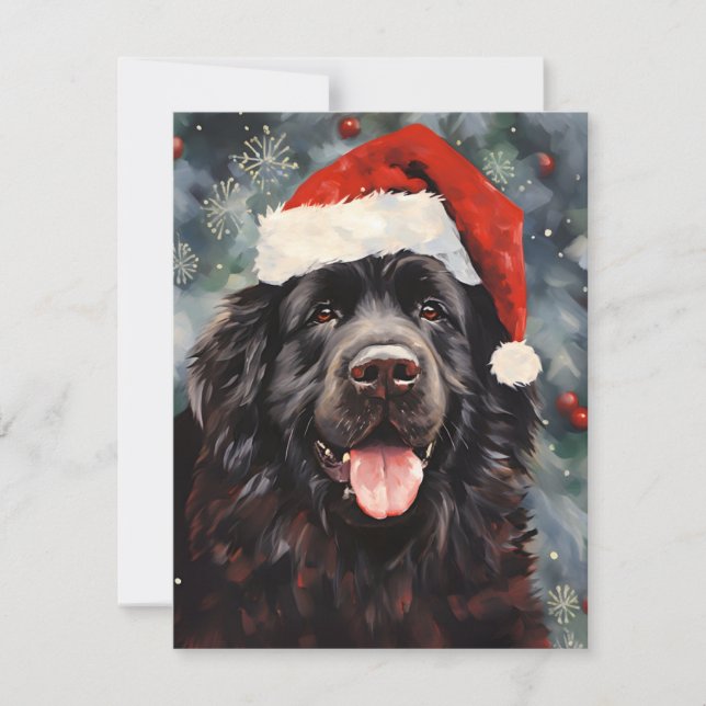 Weihnachtsmalereikunst des Neufundlands Feiertagskarte (Vorderseite)