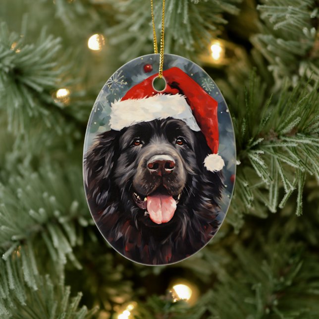 Weihnachtsmalereikunst des Neufundlands Keramik Ornament (Baum)