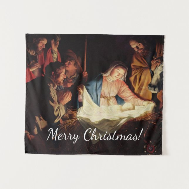 Weihnachtsmanagerszene Wandteppich (Vorderseite (Horizontal))