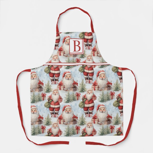 Weihnachtsmann 3 - Aquarell Schürze (Vorderseite)