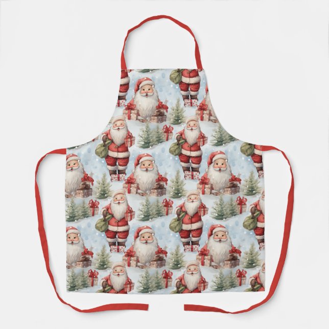 Weihnachtsmann 3 - Aquarell Schürze (Vorderseite)