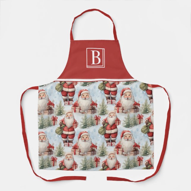 Weihnachtsmann 3 - Aquarell Schürze (Vorderseite)