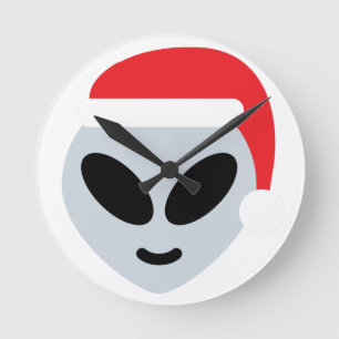 weihnachtsmann alien emoji runde wanduhr