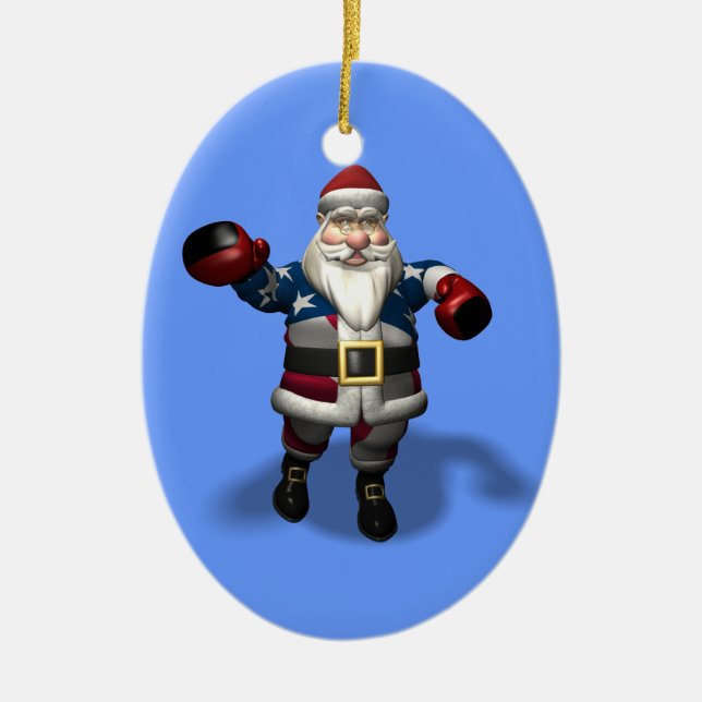 Weihnachtsmann am Boxtag Keramikornament (Vorne)