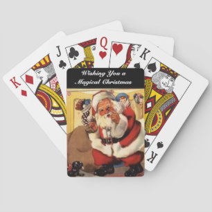 Weihnachtsmann am Kamin Vintage Retro Magischer We Spielkarten