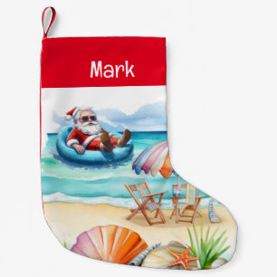 Weihnachtsmann am Strand Sommer Weihnachten Kleiner Weihnachtsstrumpf