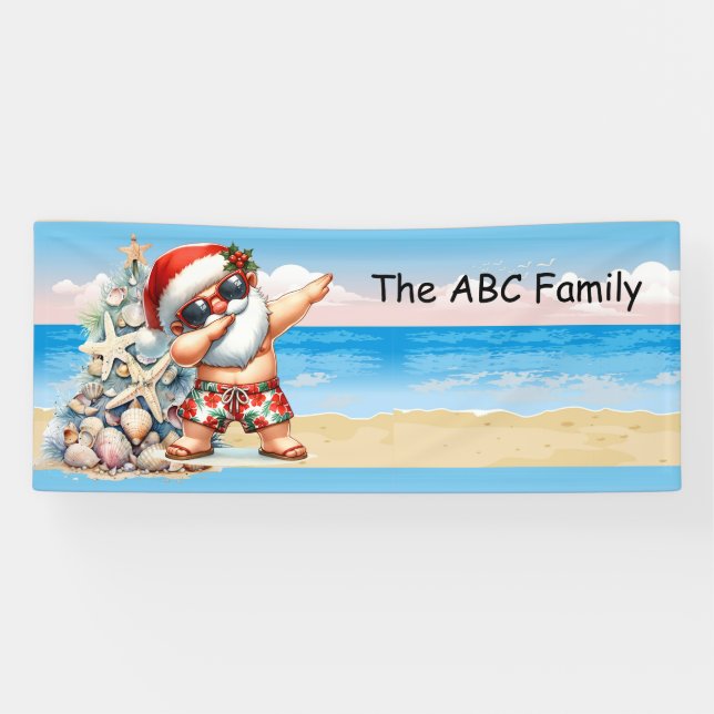 Weihnachtsmann am Strand Weihnachten im Juli Party Banner (Horizontal)