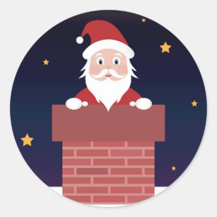 Weihnachtsmann am Weihnachtsabend am Abend des Sch Runder Aufkleber