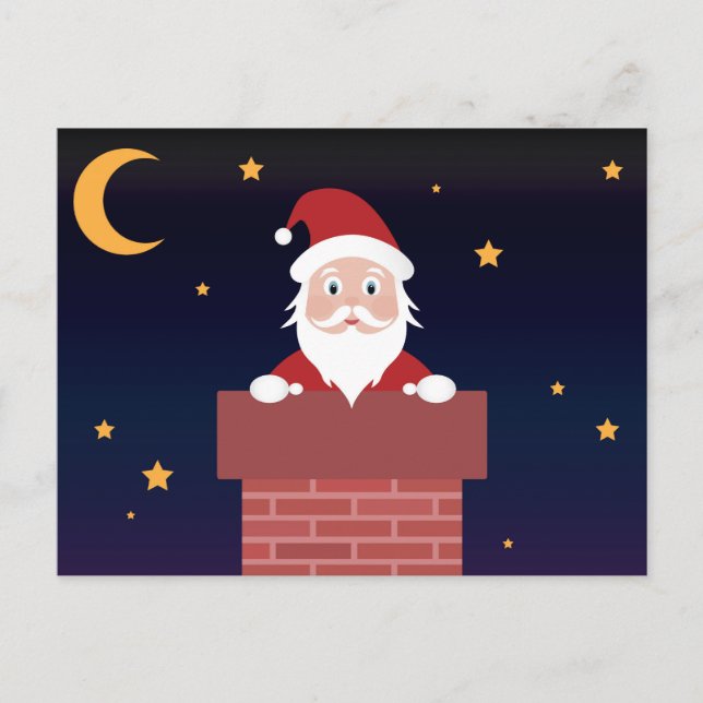 Weihnachtsmann am Weihnachtsabend am Kamin Postkarte (Vorderseite)