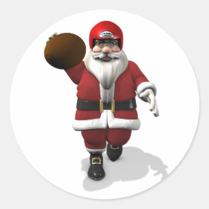 Weihnachtsmann American Football Spieler Runder Aufkleber