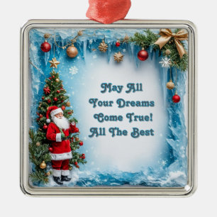 Weihnachtsmann an einem festlichen Weihnachtsbaum Ornament Aus Metall