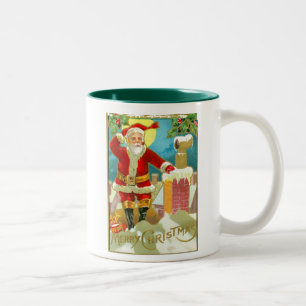 Weihnachtsmann an einem Kamin Zweifarbige Tasse