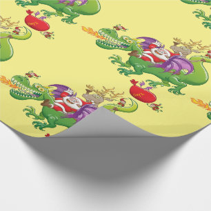 Weihnachtsmann änderte sein Ren für einen Drache Geschenkpapier