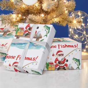 Weihnachtsmann angeln Weihnachten Geschenkpapier