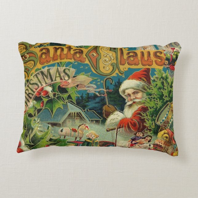 Weihnachtsmann Antike Kunst Dekokissen (Rückseite)